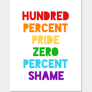 PRIDE MONTH 2021 HUNDRED PERCENT PRIDE ZERO PERCENT SHAME Posters and Art